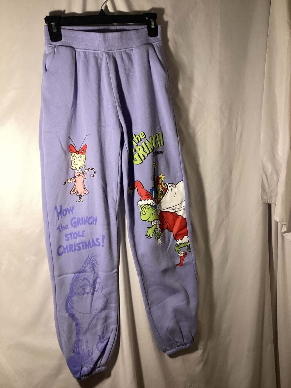 Dr. Seuss The Grinch Sweatpants Size XS Purple Graphic Joggers